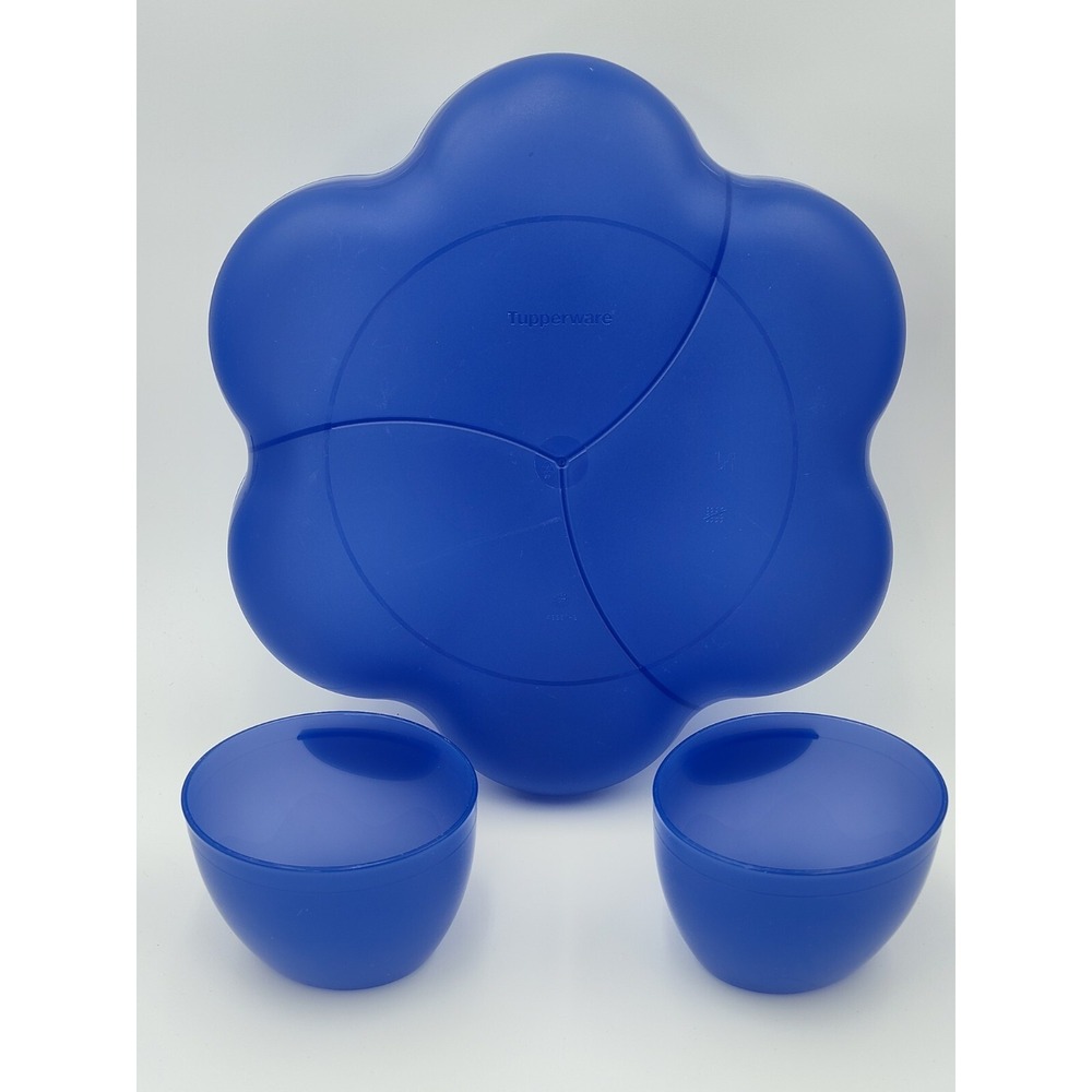 TUPPERWARE‎ Chip & Dip Large Set Serving Bowl Two Side Dip 4624A 👀📸SEE📏📸